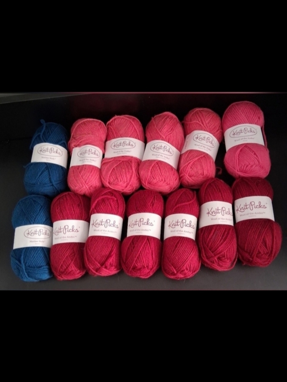 NWT Lot Of 13 Knit Pick Burgundy/Blue/ Pink Peruvian Highland & Merino Wool Yarn